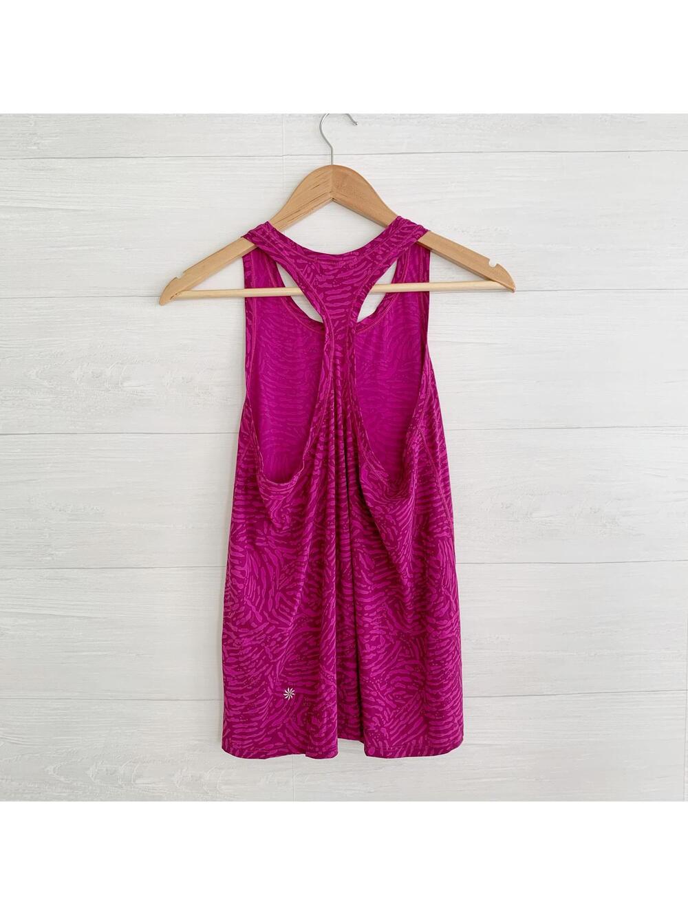 Athleta Magenta Pink Ruched Racerback Stretch Athletic Tank Top S